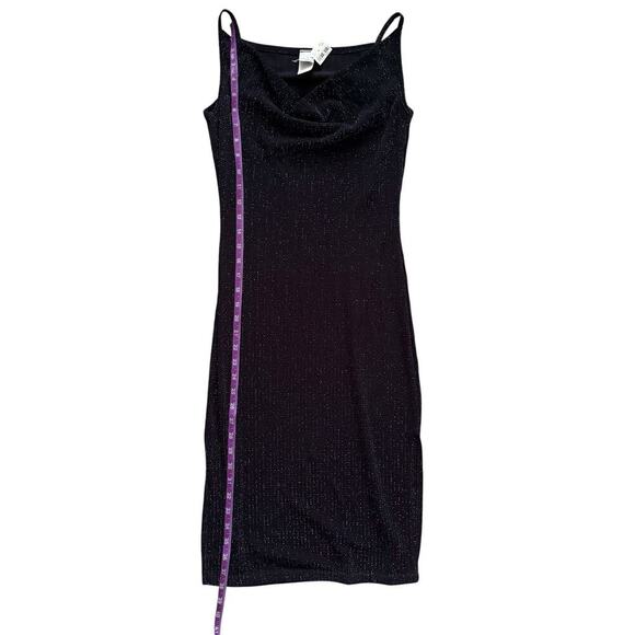 Vintage Chesley Dress Womens Small Black Shimmer Midi Slip Cowl Neck Party Y2K - Picture 10 of 15